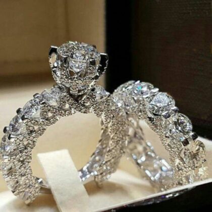 Artania Eternity Crystal Bridal Ring Set