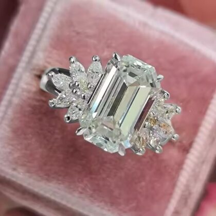 Artania Floral Emerald Cut Crystal Ring