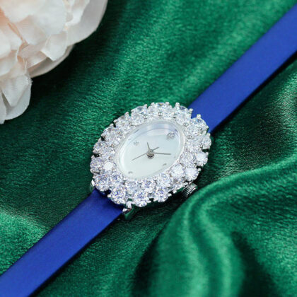 Artania Luxe Oval Crystal Halo Ribbon Watch